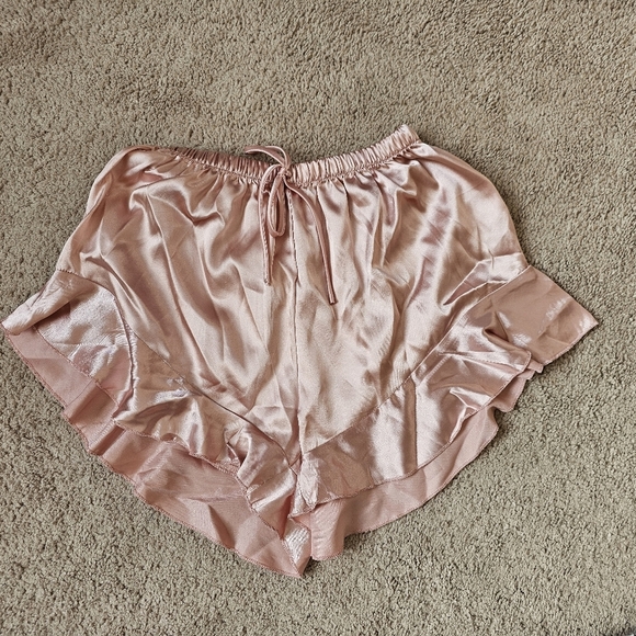 Pants - satin Pink Ruffle Sleep Shorts xs sleepwear